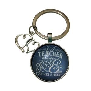 Teacher Appreciation Day Cabochon Charm Keychain Keyring Key Ring TOUCHES HEART